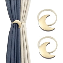 Magnetic Curtain Tiebacks Metal 1 Pair Metal Moon Curtain Clips Rope Holdbacks Art Meniscus Gold Window Curtain Tie Backs Pair for Home Office Decorative Drapes