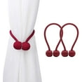 thumbnail image 1 of Magnetic Curtain Tiebacks,The Most Convenient Drape Tie Backs,Decorative Rope Holdback Holder for Small, Thin or Sheer Window Drapries, 1 Pair-Red, 1 of 4