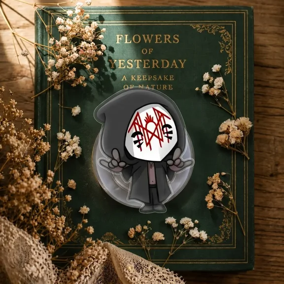 Magnetic Cute Chibi Grim Reaper Phone Grip Tok for Gothic Masked Character Phone Holder Stand Detachable Acrylic Gift for Metal Fans