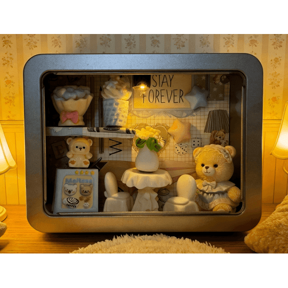 Magnetic DIY Mini Dollhouse with LED Light – Detachable Tin Box Miniature Scene, Mother's Day Special Edition/Animal House/Mini House Series, Creative Desktop Decoration and Collectible Gift