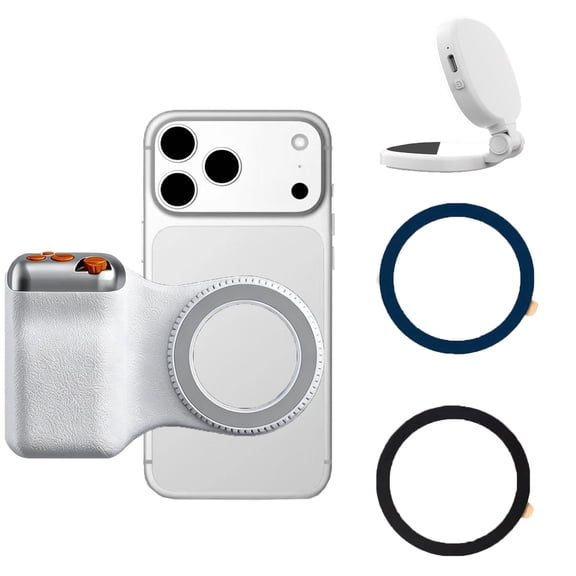 Magnetic DSLR Style Phone Camera Grip with Detachable 2-in-1 Light & Mirror Panel, Wireless Bluetooth Shutter for iPhone Android Comfort Ergonomic Camera Grip Handle Holder