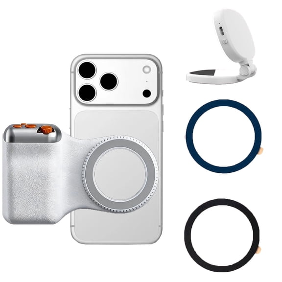Magnetic DSLR Style Phone Camera Grip with Detachable 2-in-1 Light & Mirror Panel, Wireless Bluetooth Shutter for iPhone Android Comfort Ergonomic Camera Grip Handle Holder
