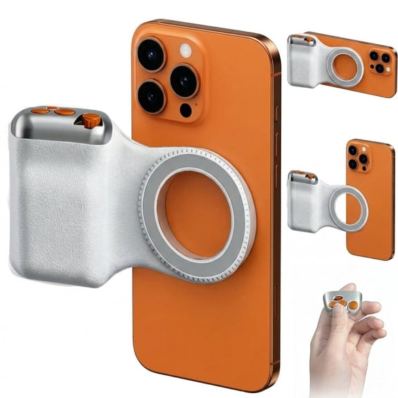 Magnetic DSLR Style Phone Camera Grip with LED Fill Light for iPhone & Android, Ergonomic Handheld Holder with 10M Bluetooth Wireless Shutter, Anti-Drop Detachable Handle for Photography Vlogging