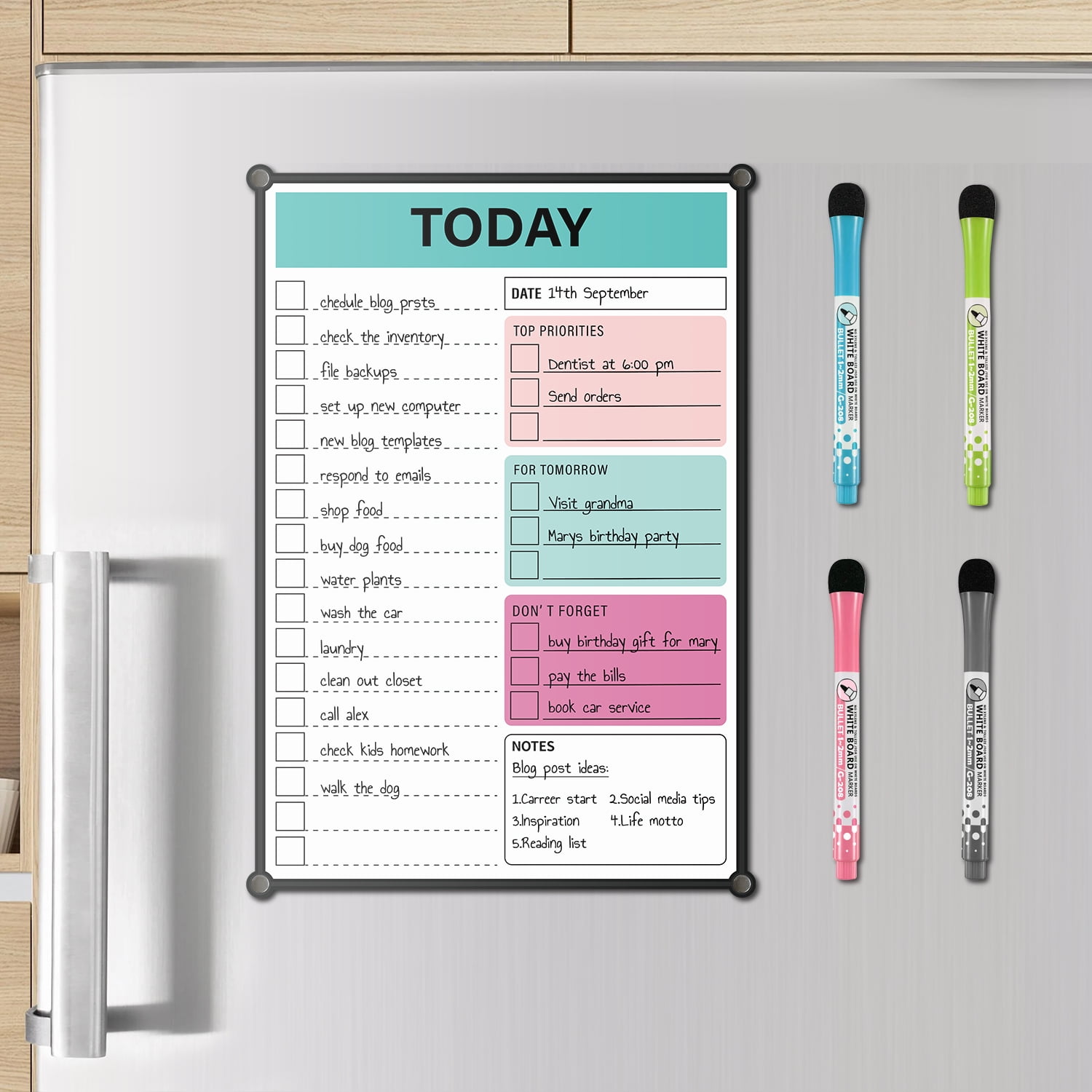 Magnetic Daily Planner Board For Fridge Wall Glass 128 Organizer With magnetic-daily-planner-board-for-fridge-wall-glass-128-organizer-with