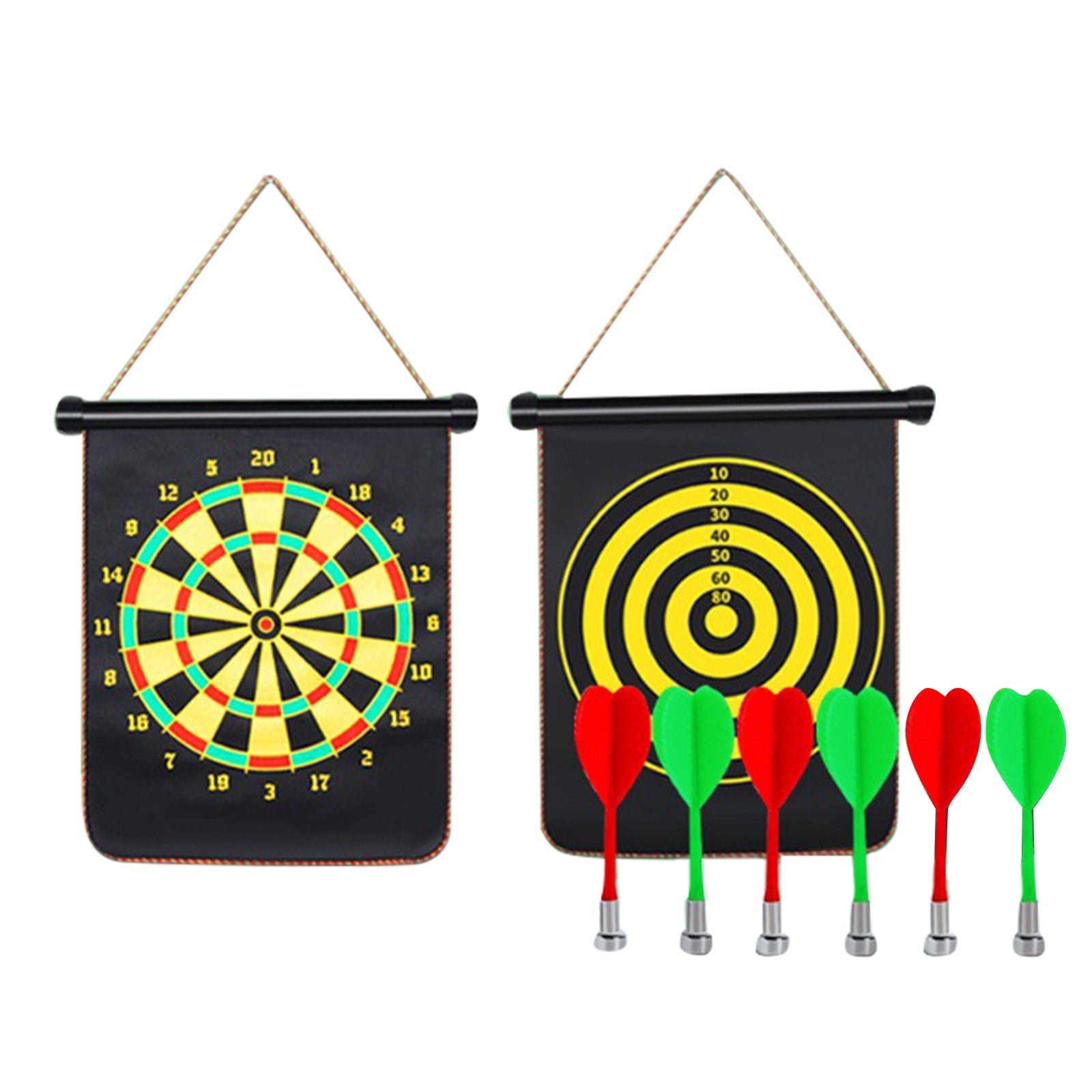 Dart Board, Double Sided Foldable Target Game with 4/6 Strong Darts, Indoor Outdoor Camping Party Activity, Easter Basket Stuffers Birthday Gift