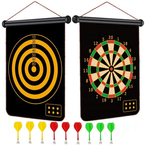 Magnetic Dart Board, Happiwiz Safe Party Games Indoor Outdoor, Cool Toy Gifts for 5 6 7 8 9 10 11 12 13 Year Old Boy, Double-Sided, 9pcs Safe Darts, Easily Hangs Anywhere