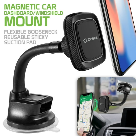 Magnetic DashBoard/Windshield Mount with Flexible Goose Neck For Samsung Galaxy Note9/Note8/Note5/S9/S9+/S8 Active/S8/S8Plus/ S7Active/S7/S7 edge/S6 edge+/S6/S6 edge/J7/J3/J1/Grand Prime/On5/Express 3