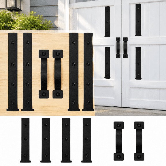 Magnetic Decorative Garage Door Accents Faux Hinges Handles Hardware Kit, Black