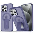 thumbnail image 1 of Magnetic Designed Case for iPhone 12 Pro / 12 6.1" with Hidden Kickstand, Compatible with MagSafe, Grade Drop Tested Shockproof Clear Slim Lens Plating Protective Case,Darkpurple, 1 of 9