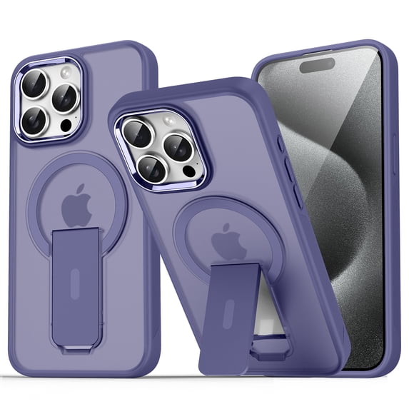 Magnetic Designed Case for iPhone 12 Pro / 12 6.1" with Hidden Kickstand, Compatible with MagSafe, Grade Drop Tested Shockproof Clear Slim Lens Plating Protective Case,Darkpurple