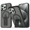 thumbnail image 1 of Magnetic Designed Case for iPhone 13 with Hidden Kickstand, Compatible with MagSafe, Grade Drop Tested Shockproof Clear Slim Lens Plating Protective Case for iPhone 13,Black, 1 of 9