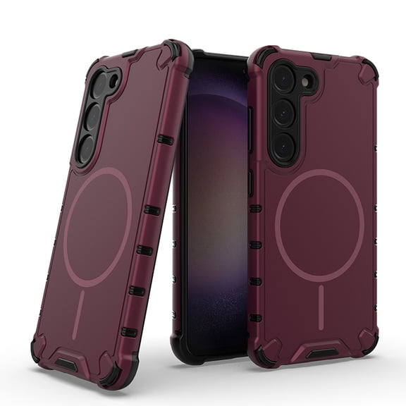 Magnetic Designed for Samsung Galaxy S23 Plus Case, Drop Protection Heavy Duty Case Compatible with Magnetic Chargers, Raised Camera Corners Protection Cover for Samsung Galaxy S23 Plus, Plum
