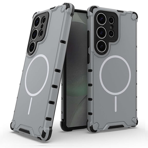 Magnetic Designed for Samsung Galaxy S23 Ultra Case, Drop Protection Heavy Duty Case Compatible with Magnetic Chargers, Raised Camera Corners Protection Cover for Samsung Galaxy S23 Ultra, Lightgray