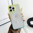 thumbnail image 1 of Magnetic Designed for iPhone 14 Case, [Compatible with Magsafe][Military Grade Drop Protection] Protective Shockproof Translucent Matte Slim Phone Case for iPhone 14, Yellow+Lightblue, 1 of 10