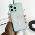 thumbnail image 1 of Magnetic Designed for iPhone 14 Case, [Compatible with Magsafe][Military Grade Drop Protection] Protective Shockproof Translucent Matte Slim Phone Case for iPhone 14, Green+Lightblue, 1 of 10