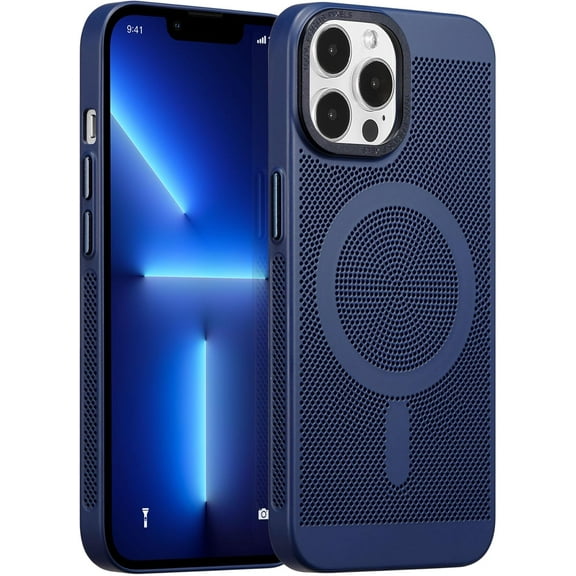 Magnetic Designed for iPhone 15 Pro Max Case, Cooling Gaming Case Compatible with Wireless Charging Slim Hard PC Anti-Drop Protective Cover for iPhone 15 Pro Max, Dark Blue