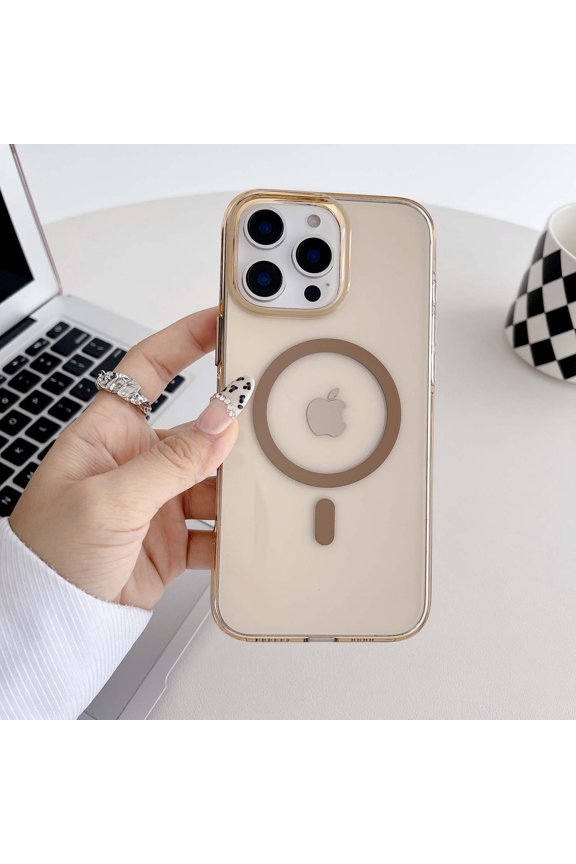 Magnetic Designed for iPhone 16 Case, [Compatible with Magsafe] [Military-Grade Drop Protection] Transparent Rugged Phone Case for Apple iPhone 16 with Shockproof Bumper,Gold