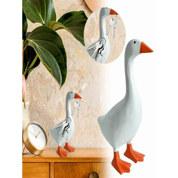 Desk Goose Key Holder 7" Funny Home Desktop Decor Cute Goose Resin Statue Office Table Decor Housewarming Gifts for Women & Men