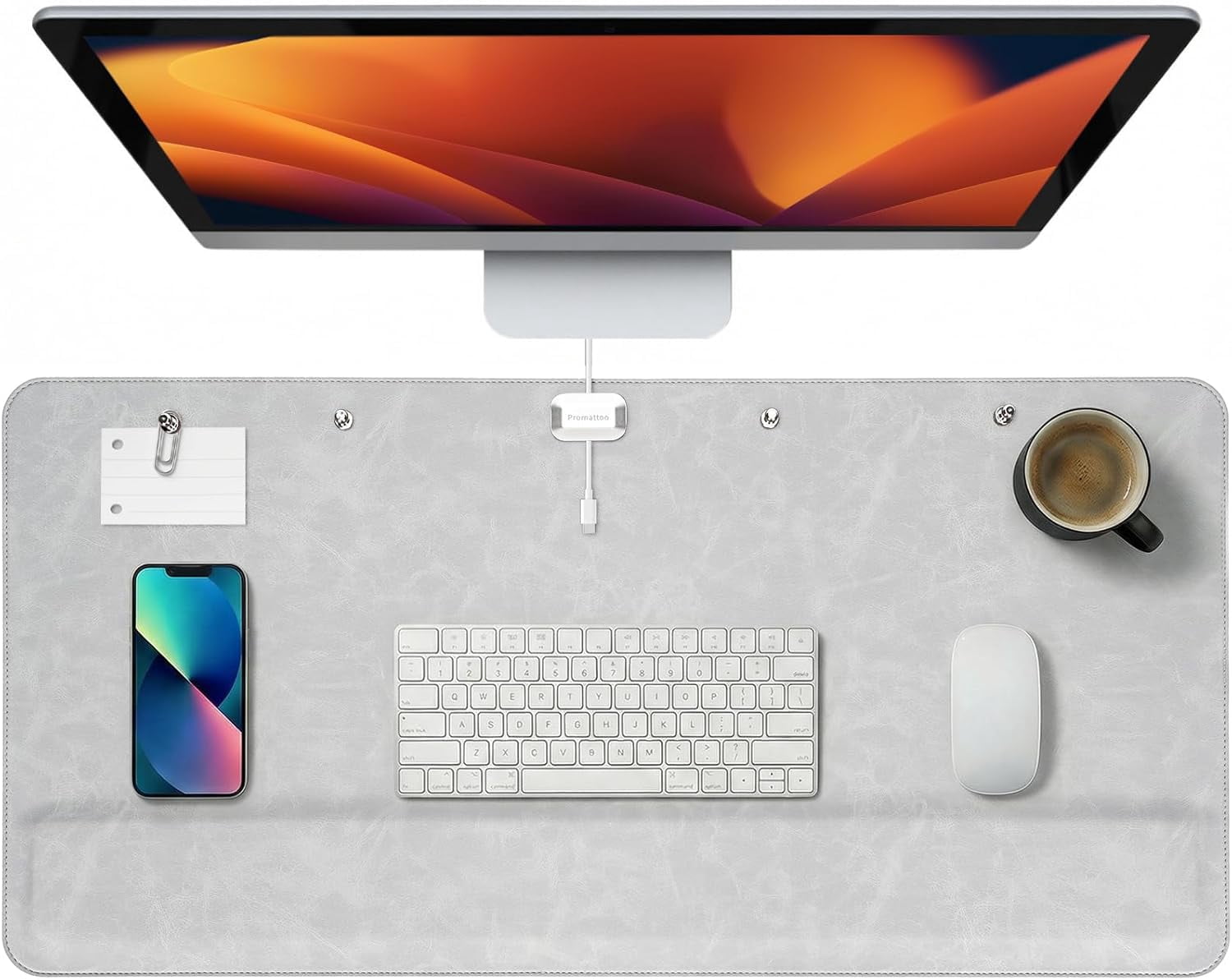 Magnetic Desk Mat System with Wrist Support 80x40cm, Premium Leather Desk Pad with Magnetic Accessories, Waterproof Non-Slip Office and Gaming Desk Organizer