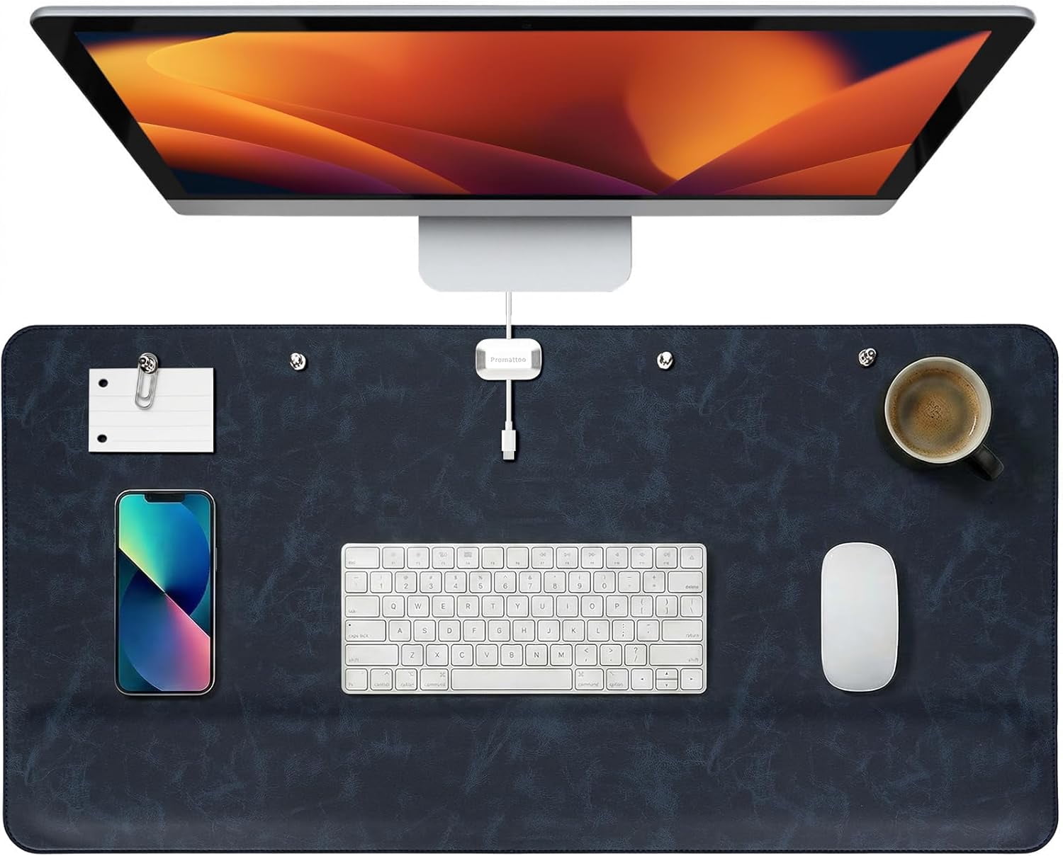 Magnetic Desk Mat System with Wrist Support 80x40cm, Premium Leather Desk Pad with Magnetic Accessories, Waterproof Non-Slip Office and Gaming Desk Organizer