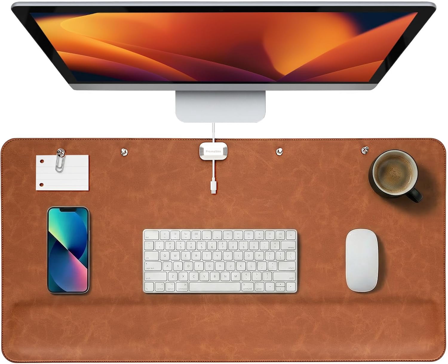 Magnetic Desk Mat System with Wrist Support 80x40cm, Premium Leather Desk Pad with Magnetic Accessories, Waterproof Non-Slip Office and Gaming Desk Organizer