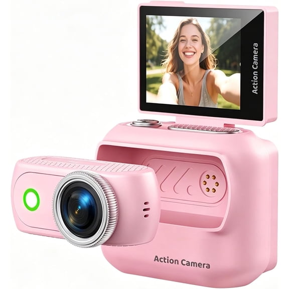 Magnetic Detachable 4K Action Camera With Flip Touch Screen 48MP Wireless Vlog Recorder For Cycling Outdoor Shooting(Roseate)
