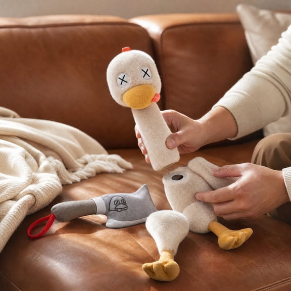Magnetic Detachable Abstract Duck Plush Toy, Soft Filled Stuffed Animal with SnapTogether Parts, Funny Novelty Fidget Decor Plush for Bedroom Dorm Office
