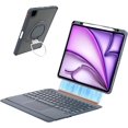 thumbnail image 1 of Magnetic Detachable Keyboard Case for iPad Pro 12.9" / iPad Air 13", Backlit Trackpad, Pencil Holder, 360° Rotatable Kickstand，Gray, 1 of 8