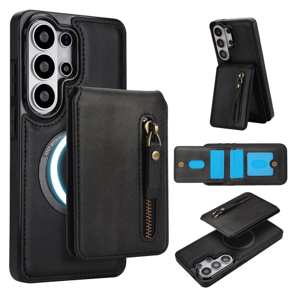 Magnetic Detachable Wallet Case For Samsung Galaxy Note 20, 2-in-1 Premium PU Leather Cover with Zipper Pocket Back Flip Card Holder Stand,Compatible with MagSafe Wireless Charging,Black