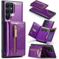 thumbnail image 1 of Magnetic Detachable Wallet Leather Stand Shiny Phone Case For Samsung Galaxy S23 S22 S21 Note 20 Series Ultra Pro Plus FE Back Cover, Card Holder Shockproof Bracket Fashion Bumper(Purple,S21), 1 of 7