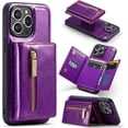 thumbnail image 1 of Magnetic Detachable Wallet Leather Stand Shiny Phone Case for iPhone 14 13 12 11 Series Pro Max Plus Back Cover, Card Holder Shockproof Bracket Fashion Bumper for Women(Purple,13), 1 of 8
