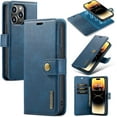 thumbnail image 1 of Magnetic Detachable Wallet Stand Leather Phone Case for iPhone 14 13 12 11 Pro Max Plus Mini, Business Coin Purse Shell, Unique Card Holder Back Cover(Blue,12 Pro Max), 1 of 8