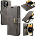 thumbnail image 1 of Magnetic Detachable Wallet Stand Leather Phone Case for iPhone 14 13 12 11 Pro Max Plus Mini, Business Coin Purse Shell, Unique Card Holder Back Cover(Dark Gray,12 Pro Max), 1 of 8