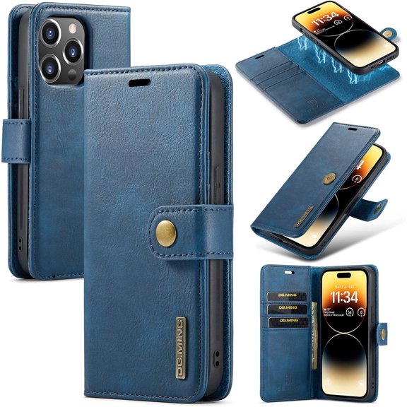 Magnetic Detachable Wallet Stand Leather Phone Case for iPhone X XS XR SE 8 7 6 6S Plus Max, Business Coin Purse Shell, Unique Card Holder Back Cover(Blue,7/8)