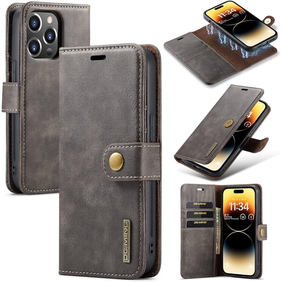 Magnetic Detachable Wallet Stand Leather Phone Case for iPhone X XS XR SE 8 7 6 6S Plus Max, Business Coin Purse Shell, Unique Card Holder Back Cover(Dark Gray,XR)