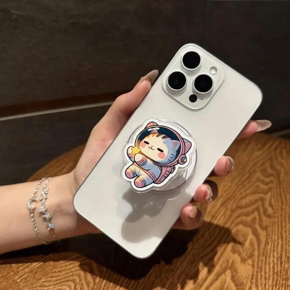 Magnetic Devil Horned Girl with Heart Design Phone Grip Edgy and Playful Design for Bold Accessory Lovers