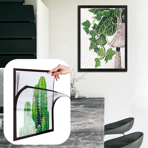 Magnetic Diamond Art Frame 12x16 Inches Self-Adhesive for Displaying Diamond Paintings Artwork with Transparent PVC Cover