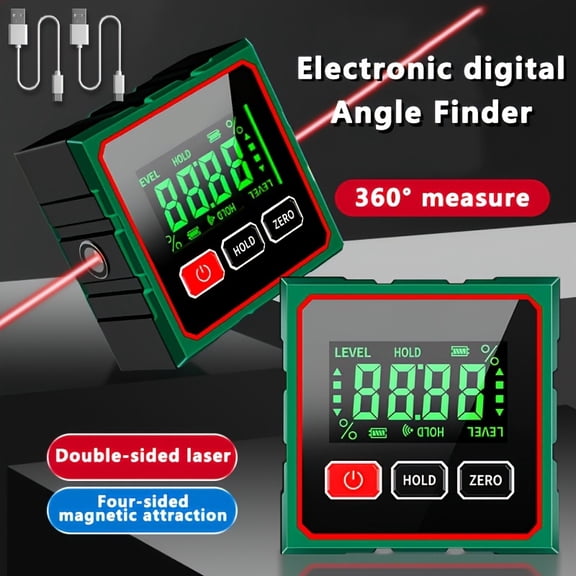 Magnetic Digital Angle Finder with Electronic Laser,USB Charging Digital Level Box Angle Finder with Laser,4-side Strong Magnetic Angle Gauge Inclinometer Level