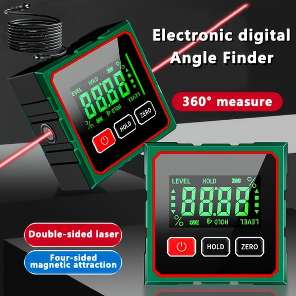 Magnetic Digital Angle Finder with Electronic Laser,USB Charging Digital Level Box Angle Finder with Laser,4-side Strong Magnetic Angle Gauge Inclinometer Level