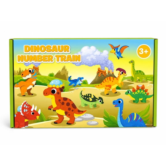 Magnetic Dinosaur Train Set - Magnetic Dinosaur Trains - Dino Trains Toy for Toddlers - Wooden Dinosaurs Train Set - Wooden Dino Toys - Wood and Magnet Dinosaurs with Number, 11 PCS