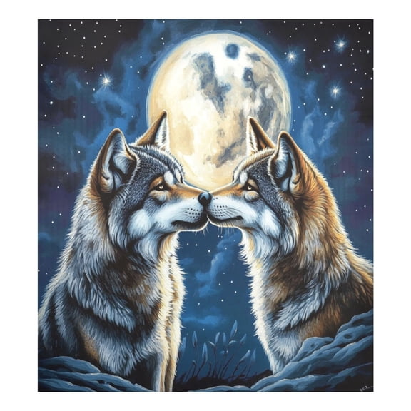 Magnetic Dishwasher Decal - 23x26 Inches Single-Sided Print, Cuttable, for Dishwasher, Refrigerator, and Other Metal SurfacesTwo Wolves under The Moon