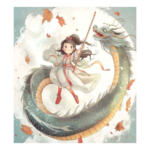 Magnetic Dishwasher Decal - 23x26 Inches  Single-Sided Print, Cuttable, for Dishwasher, Refrigerator, and Other Metal SurfacesGirl Riding A Dragon