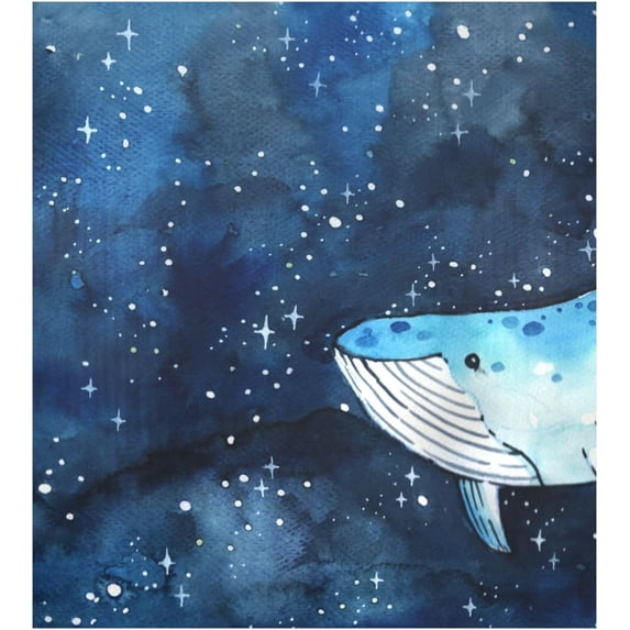 Magnetic Dishwasher Stickers Watercolor Night Stars & Whale Kitchen Dishwasher Cover Sticker, Panel Decal Cabinet Appliances Stickers 20in W x 26in H Home Decor