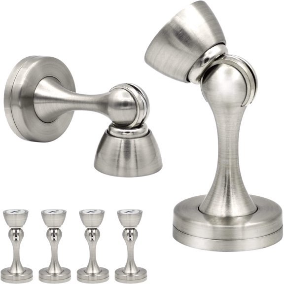 KOLAKO Magnetic Door Stoppers, Magnet Door Stop Stainless Steel, Door Holder with Catch, Wall Protector, 6 Pack, Silver