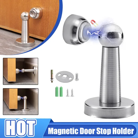 Magnetic Door Stop Holder Home Safety Stopper Guard Office Fitting Screws Catch