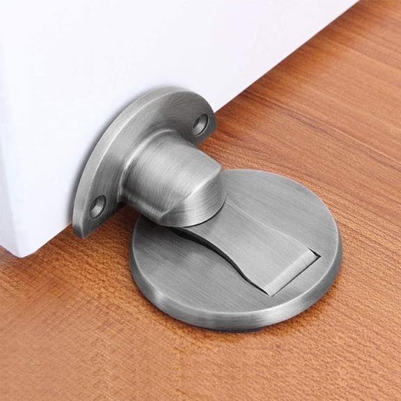 KOLAKO Magnetic Door Stopper, Self- Adhesive Door Stop, Invisible Stainless Steel Metal  Door Holder, No Drilling Brushed Nickel Doorstop, Silver