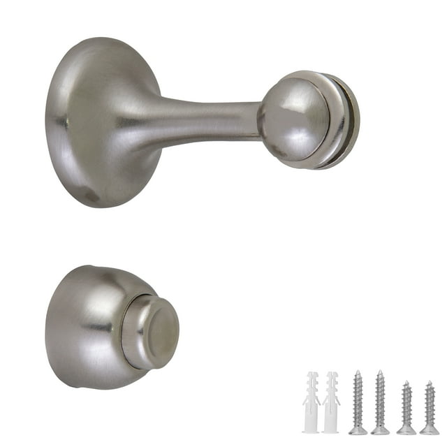 Design House 4-Pack Magnetic Door Stop Wall Protectors with Magnetic Tip, Satin Nickel