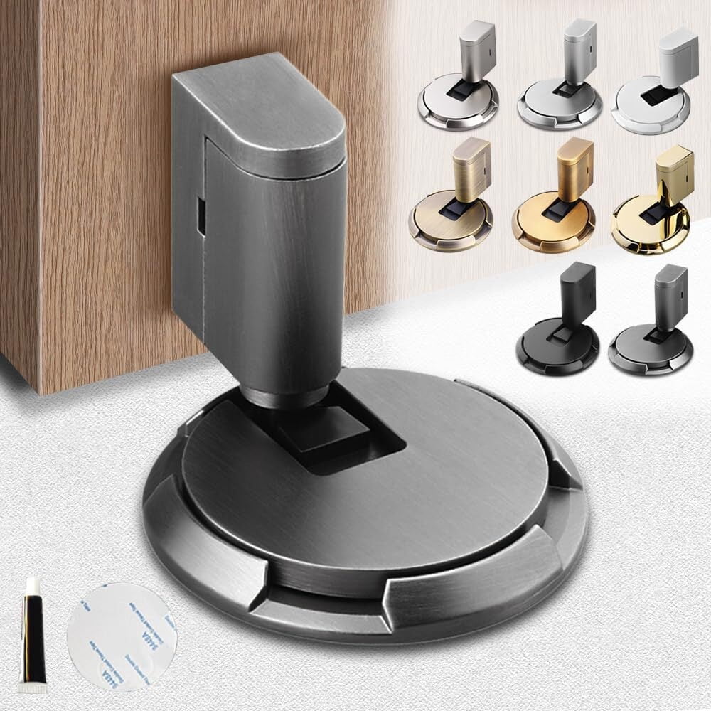 Magnetic Door Stopper,2024 Upgraded Mechanical Floor Door Stop, Door Stoppers for Bottom of Door,Adjustable No Drilling Door Catch,Door Holder to Keep Door Open,Doorstops for Inside Door