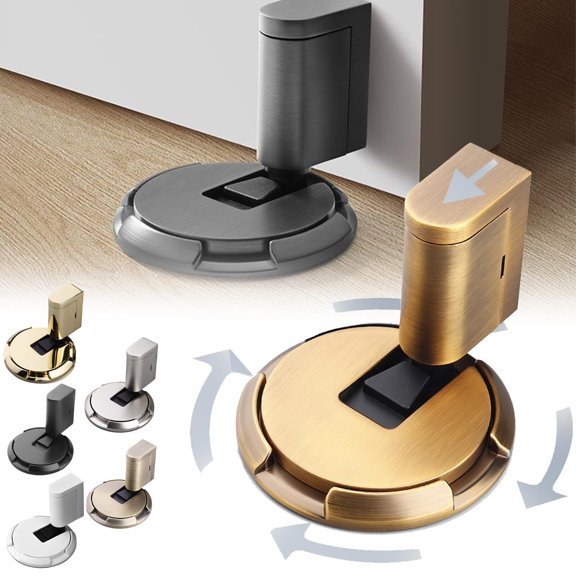 Magnetic Door Stopper, Mechanical Floor Door Stopper, 2024 New Punch-Free Mechanical Silent Floor Door Stop, Adjustable No Drilling Mechanical Floor Door Stopper Magnetic Door Locks (White)