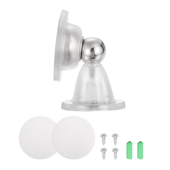 Magnetic Door Stopper, RV Floor Mount Bottom of Door Catch Holder, Adhesive Wall Protector with Screws for Living Room, Bedroom, Travel Trailer (3", Clear)